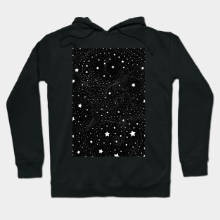 Stars & Space, Black and White Pattern Hoodie